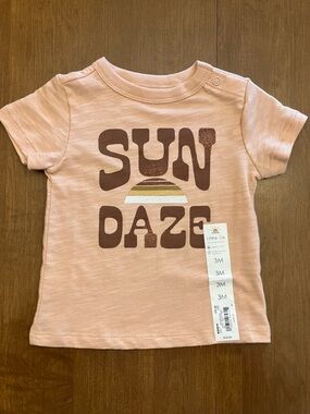 100% Organic Cotton 3M Peach 'SUN DAZE' Short Sleeve Baby Tee
